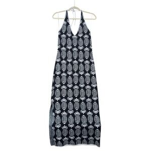 Seafolly Australia Black White Pineapple‎ Print Halter Maxi Dress Size S